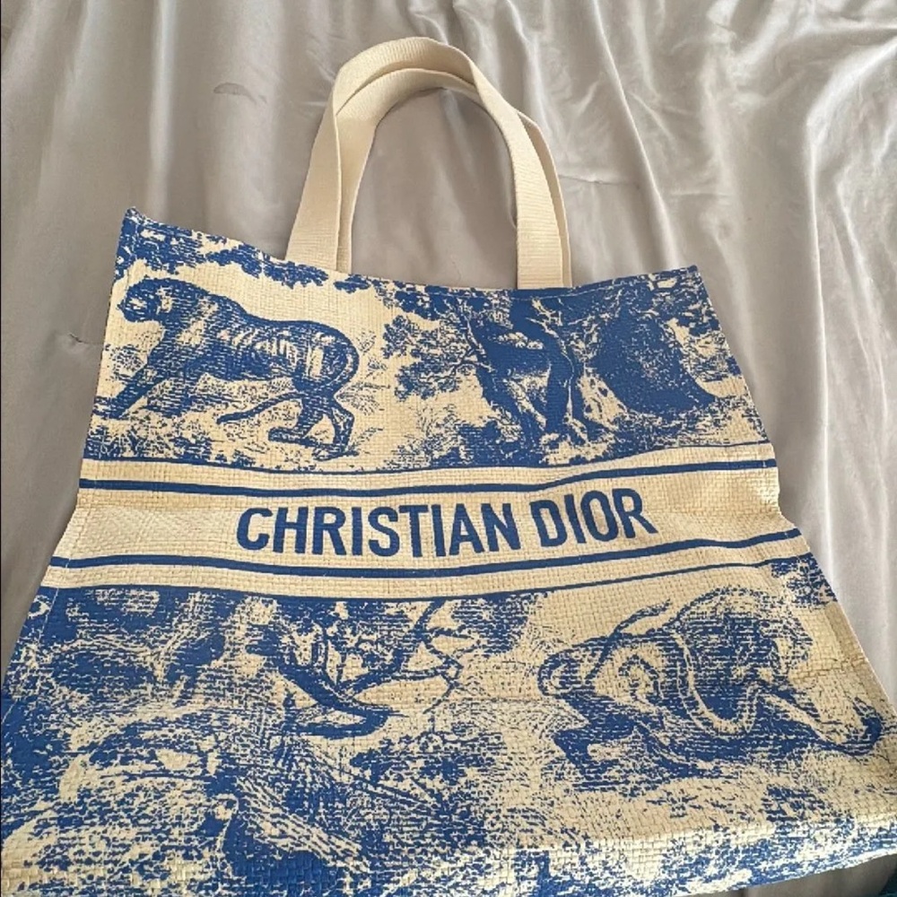 Dior Blue and Cream Graphic Tote